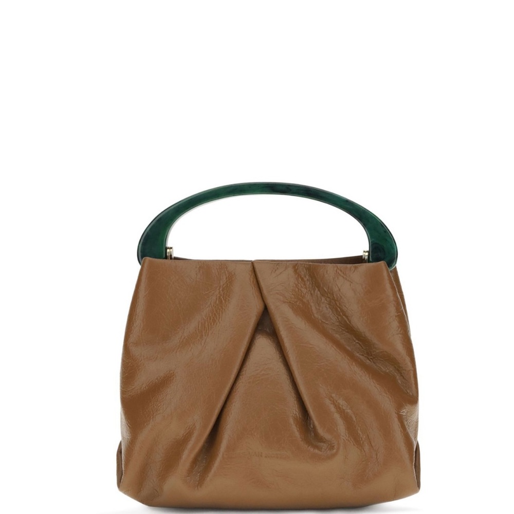 Dries Van Noten Tan Bag with Green Handle